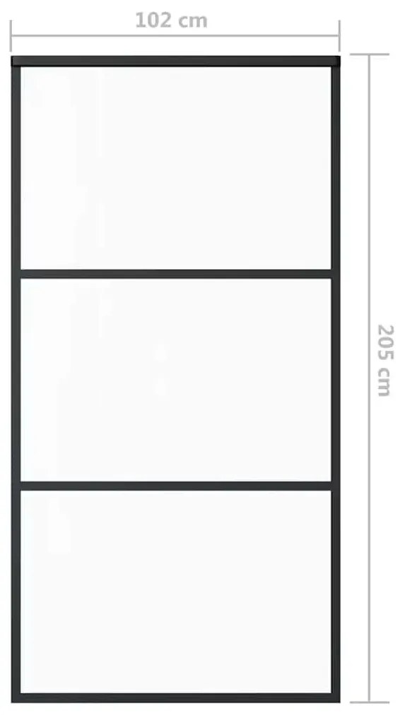 fekete ESG üveg és alumínium tolóajtó 102 x 205 cm
