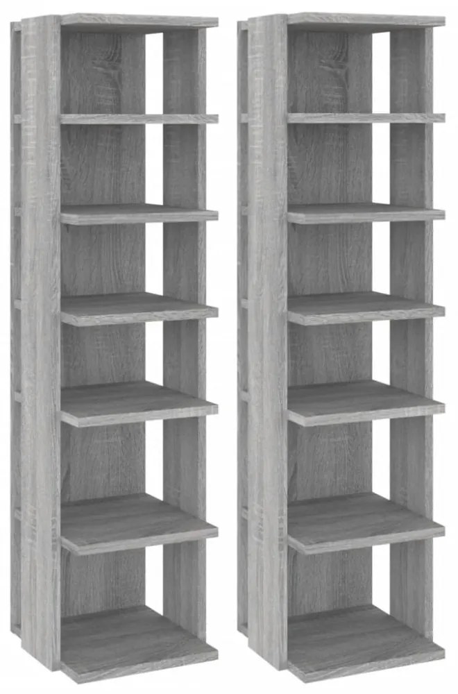 2 db szürke sonoma színű szerelt fa cipőtartó 27,5x27x102 cm