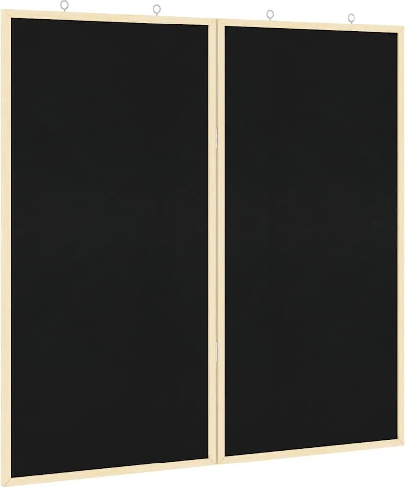 vidaXL Hirdetőtábla Fekete 80 x 80 x 1.4 cm Tömör fenyőfa
