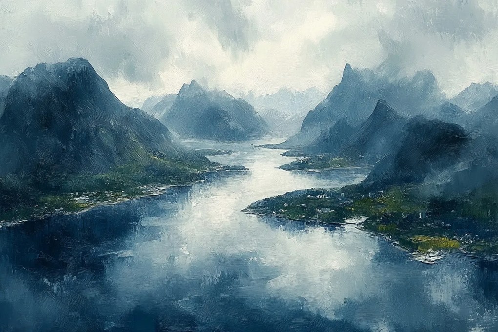 Vászonkép Canvas Tájkép Norvégia Hegyek Sziklák Fjord Öböl 60x40