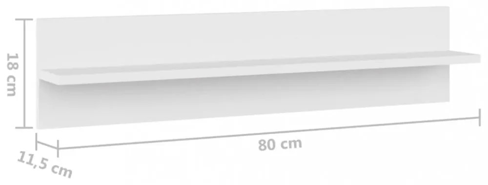 4 db fehér forgácslap fali polc 80 x 11,5 x 18 cm