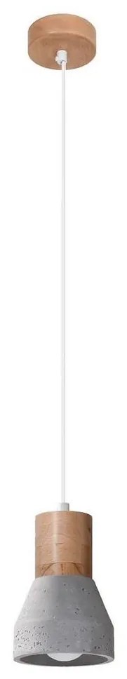 Sollux SL.0964 - Csillár zsinóron QUBIC 1xE27/60W/230V beton/fa szürke