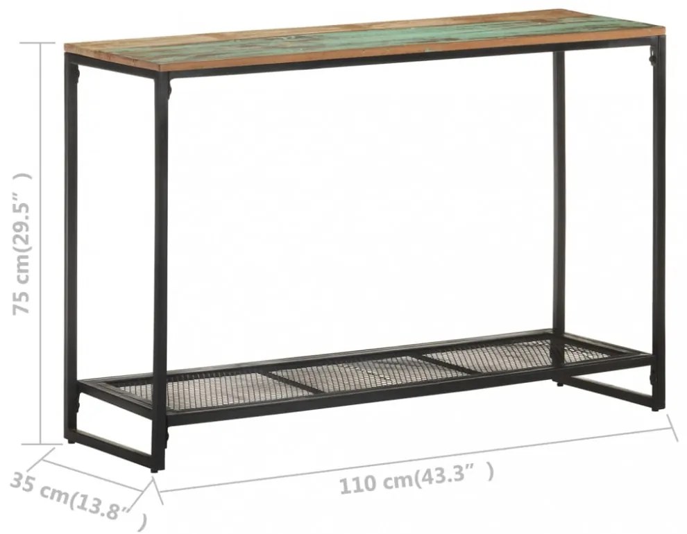 tömör újrahasznosított fa tálalóasztal 110 x 35 x 75 cm
