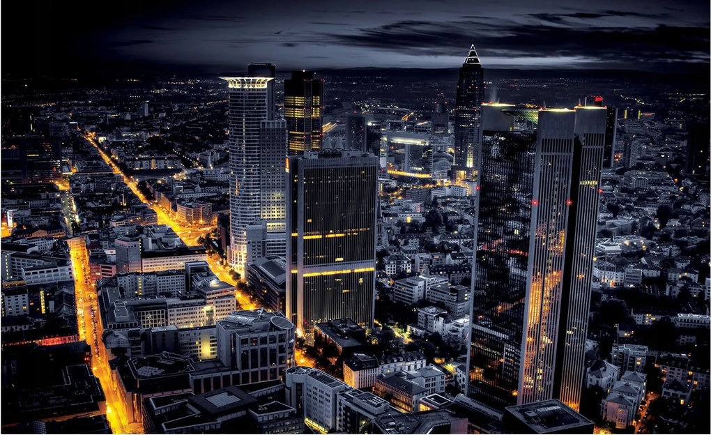 Flizelin fotótapéta Éjszakai város Panoráma felhőkarcolók 300x210 +ragasztó
