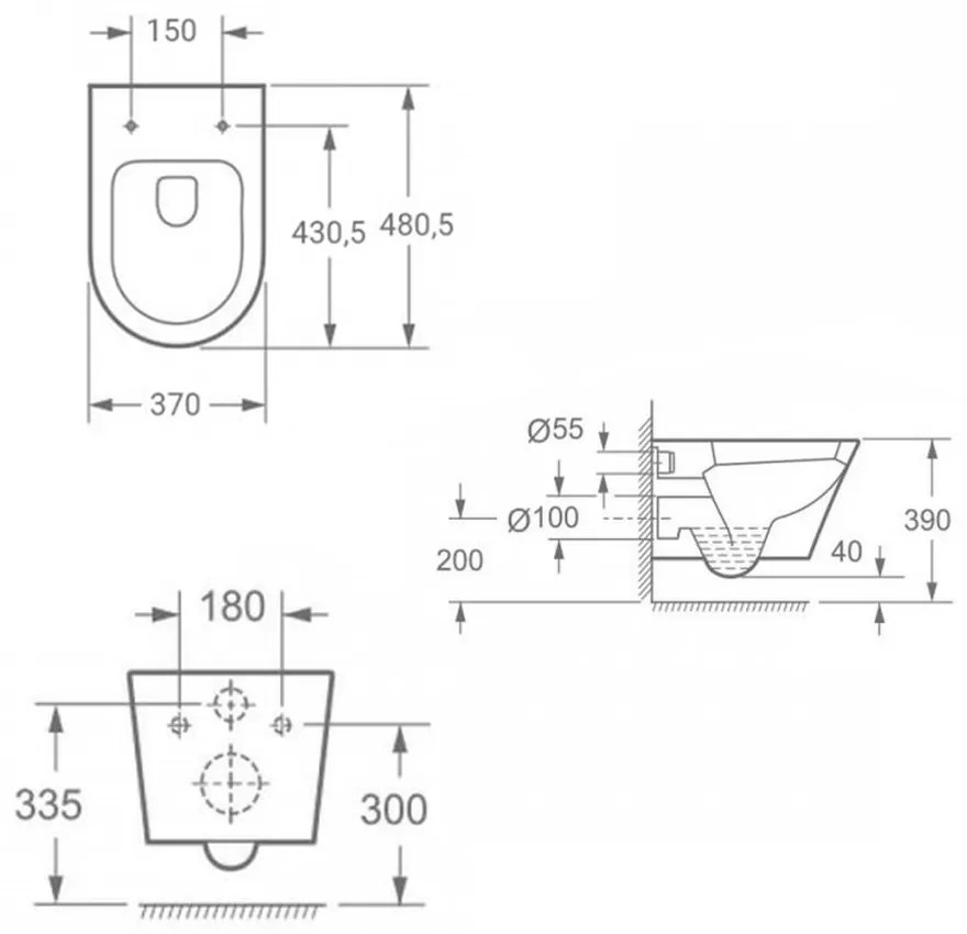 Ride fali, rimless WC soft close ülőkével