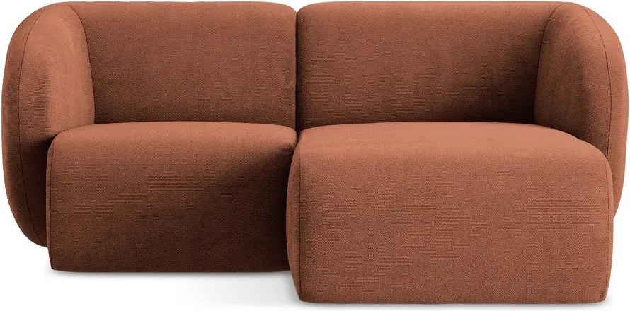 Terrakotta színű zsenília sarokkanapé (jobb oldali-heverő résszel) Lani – Makamii