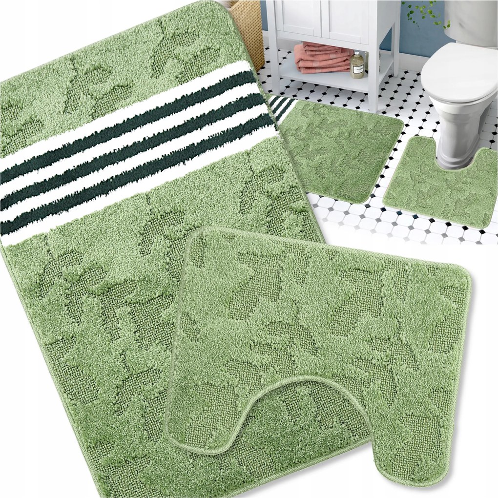 Fürdőszobaszőnyeg Szett Csúszásgátló 2 Részes Zöld 50X80 Szőnyeg