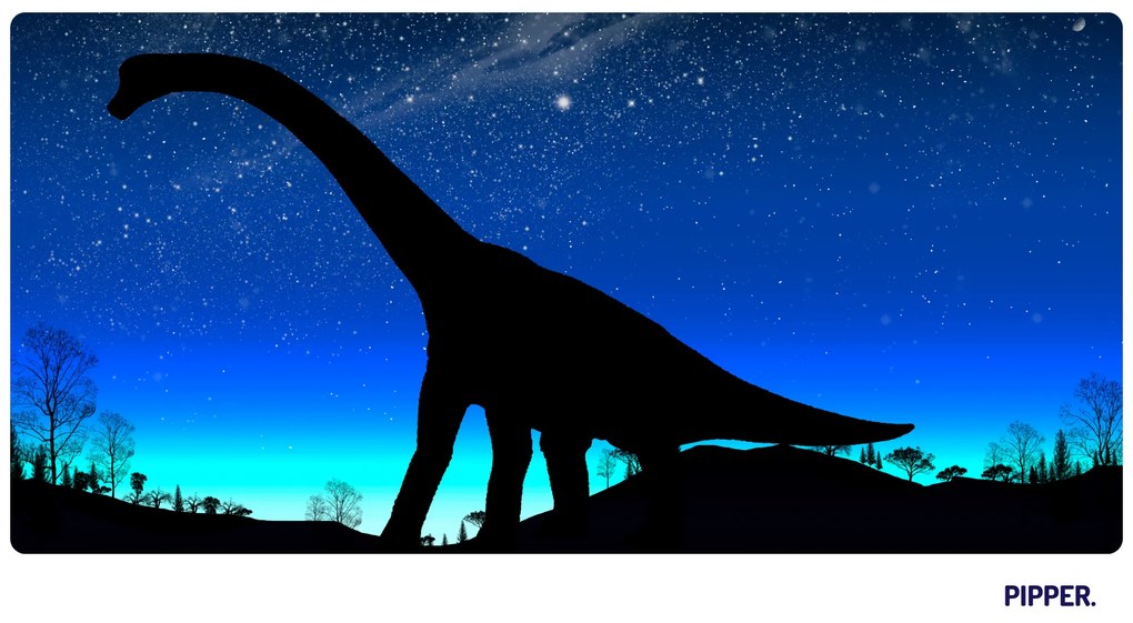 PIPPER. Öntapadós textiltapéta "Dinoszaurusz éjszakai égbolttal"