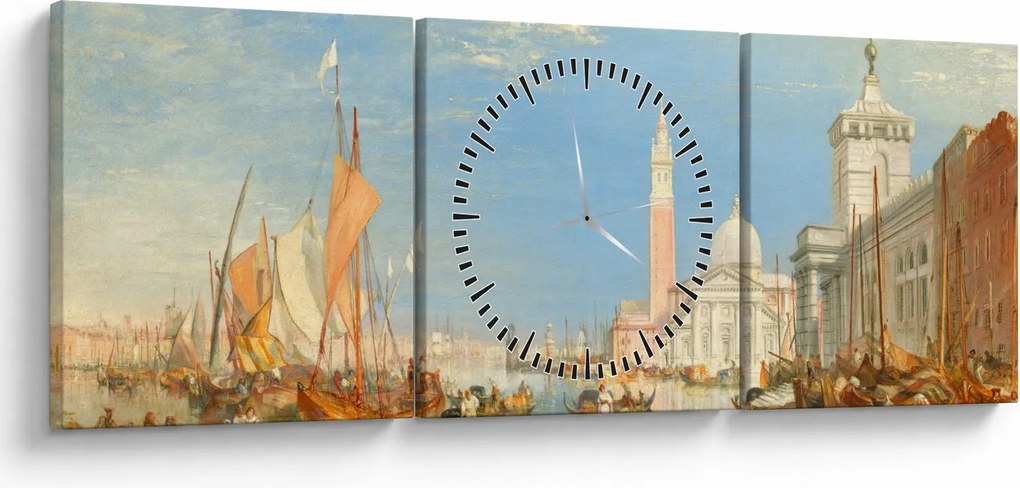 Kép - Joseph Mallord William Turner, Venice the Dogana and San Giorgio Maggiore, reprodukciók (órával) (90x30 cm)
