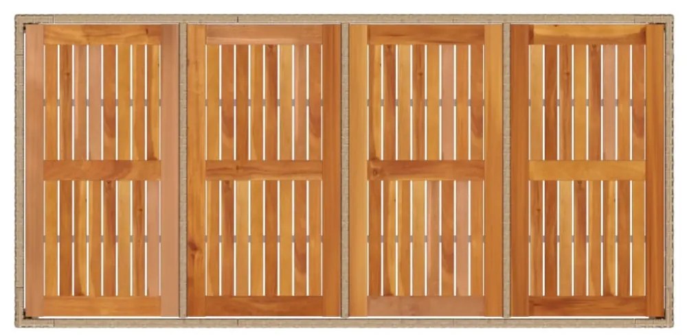 bézs polyrattan és akácfa kerti asztal 190 x 90 x 75 cm