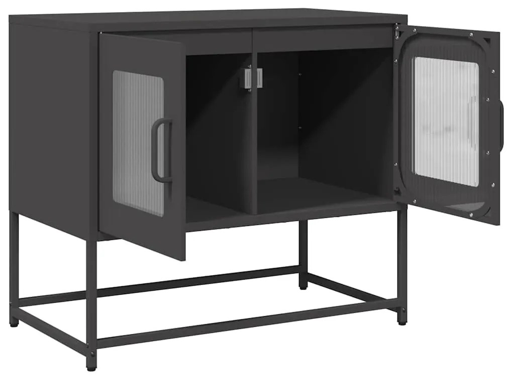 fekete hidegen hengerelt acél TV-szekrény 68x39x60,5 cm
