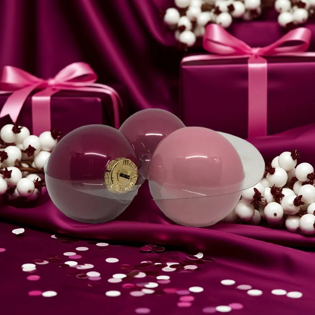 Jolly Spirit rózsaszín üveg karácsonyi gömb szett 12*6cm