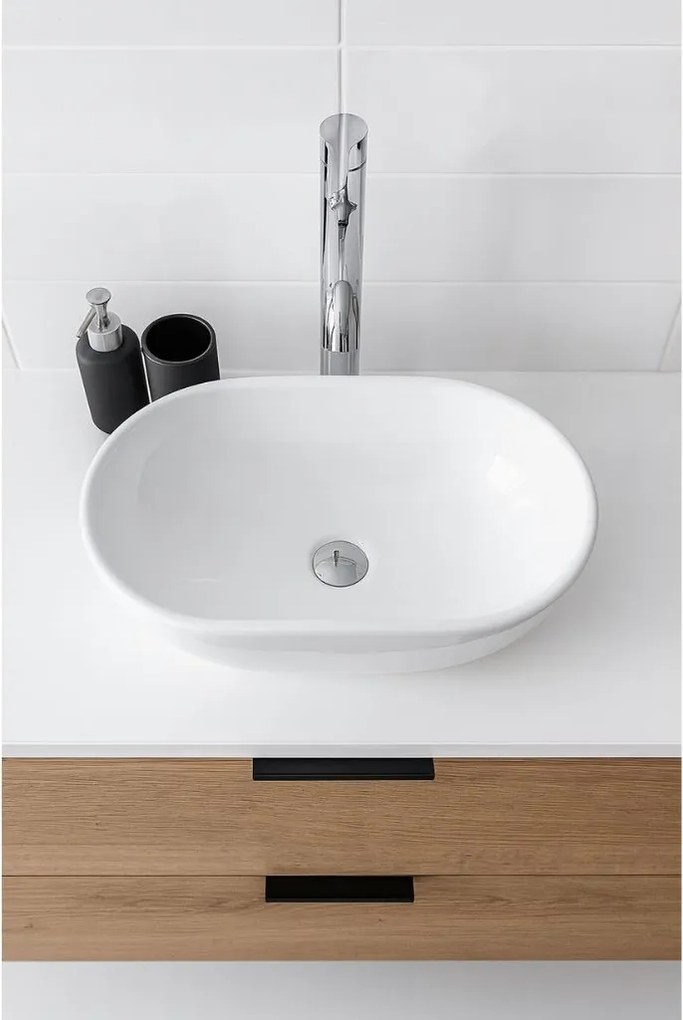 Erga Della, pultra szerelhető mosdó 475x340x140 mm, fényes fehér, ERG-V03-DELLA48-WH
