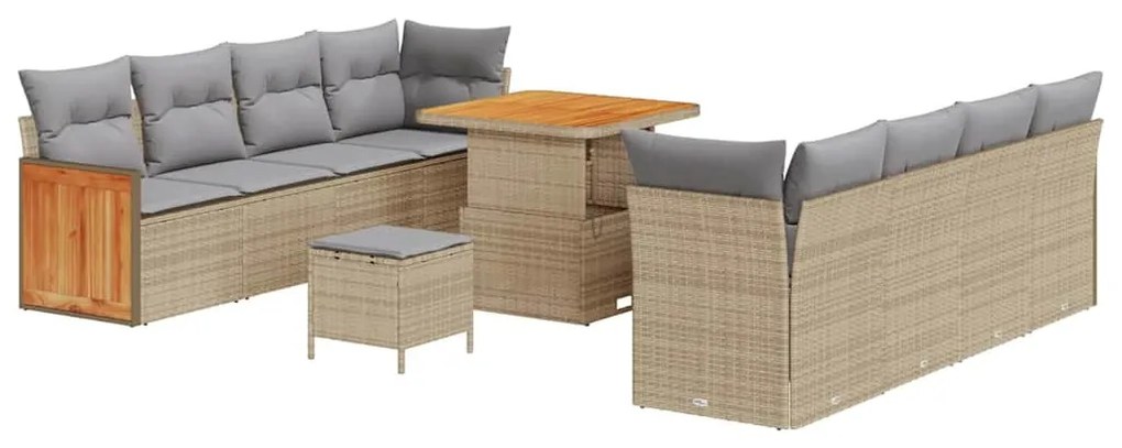 Kerti Kanapé Szett 11 pcs Beige és világosszürke