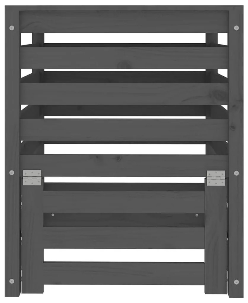Szürke tömör fenyőfa komposztáló 63,5x63,5x77,5 cm