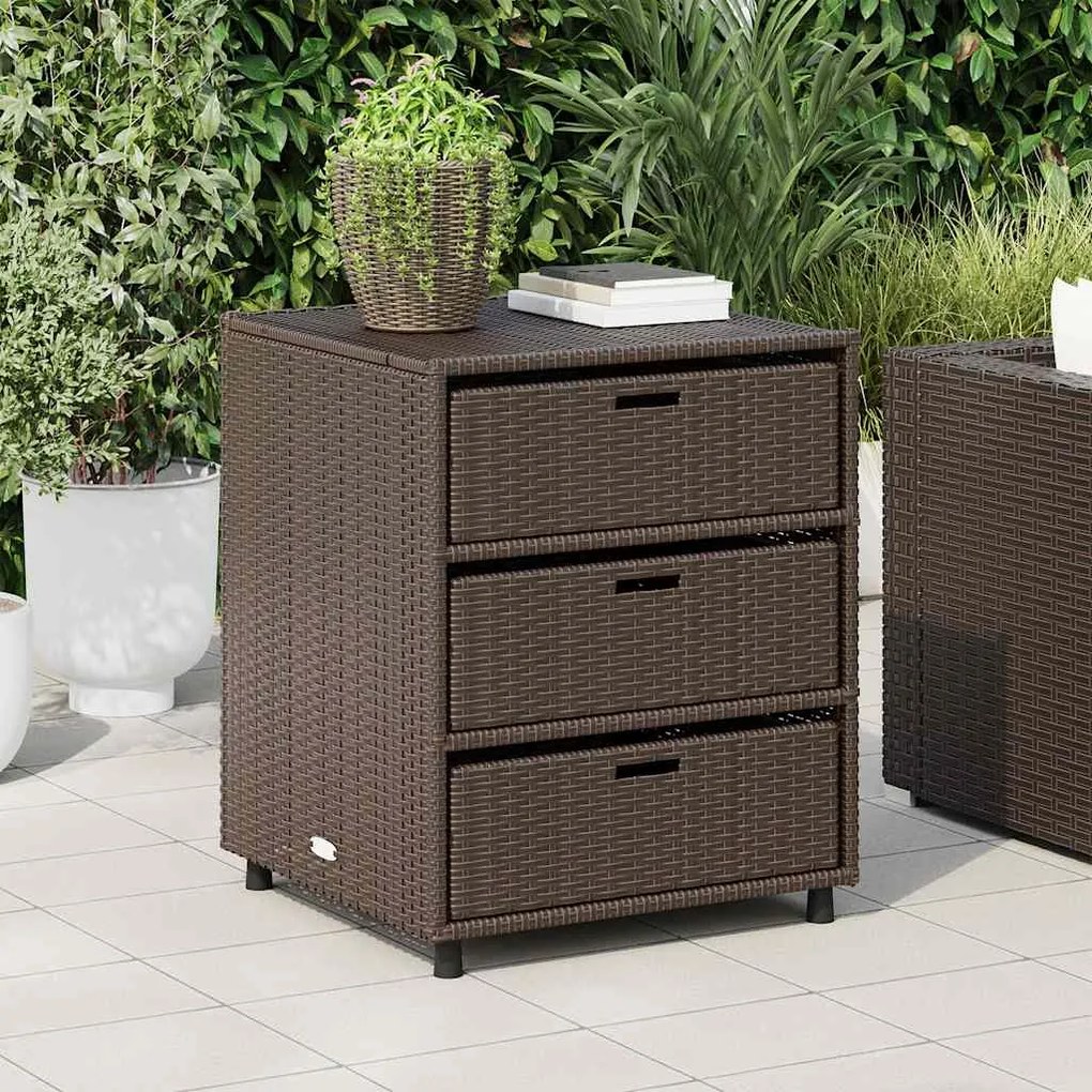 vidaXL barna polyrattan kerti tárolószekrény 55 x 59 x 69 cm