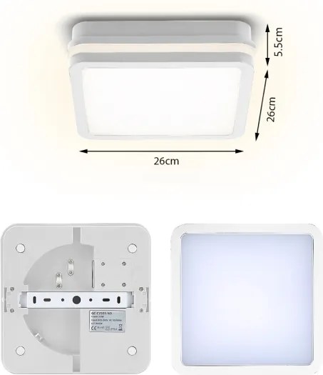 Brilagi - LED kültéri lámpatest érzékelővel BENE LED/24W/230V 26x26 cm fehér IP54