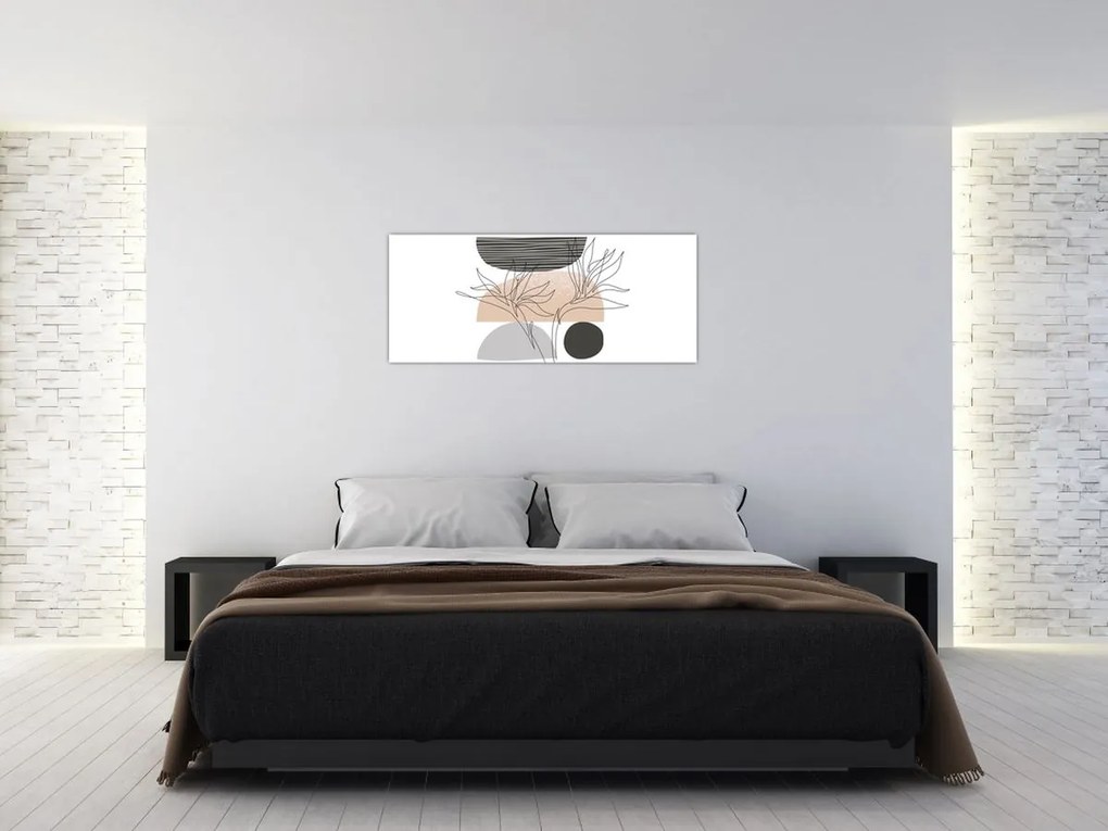 Kép - Vonal művészet virágok N⁰2 (120x50 cm)