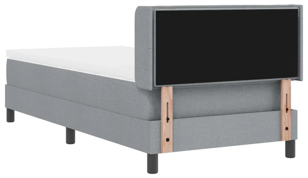Boxspring Ágy Mattal, Világosszürke, 80x200 cm, Szövet