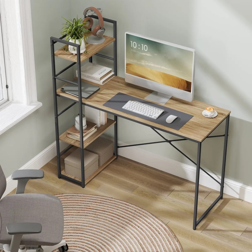 Íróasztal MAX 4.0 SONOMA polccal és fekete lábakkal 120x44 cm