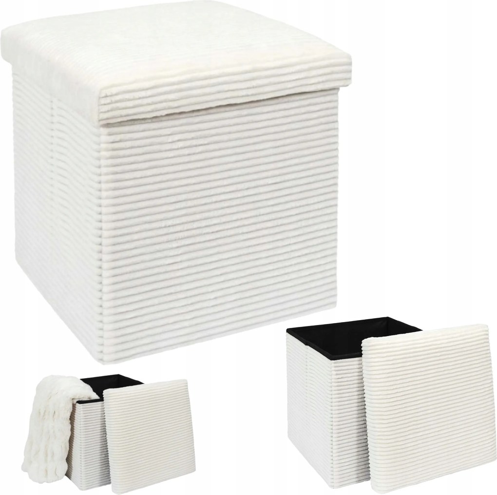 Boxy puff tároló krém kordbársony ülőke nappali tárolóval