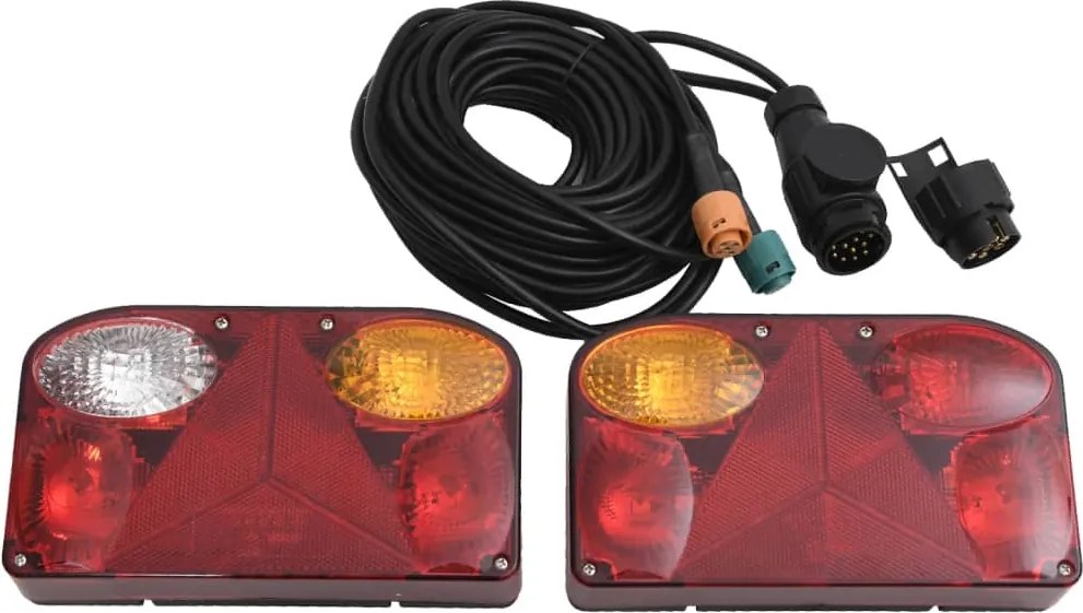 vidaXL 2 db piros utánfutólámpa klasszikus izzóval 23 x 6 x 13 cm 12 V