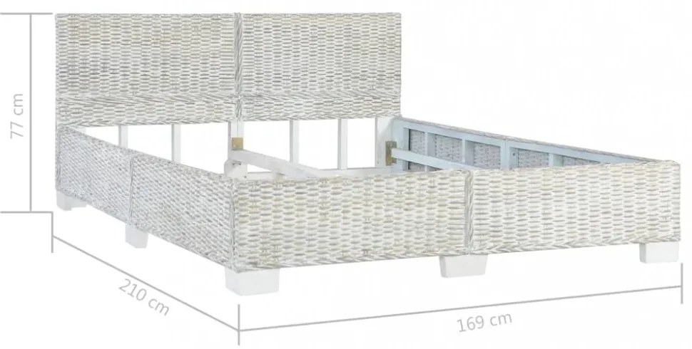 szürke természetes rattan ágykeret 160 x 200 cm