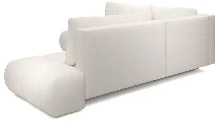 Ággyá nyitható kárpitozott sarokülőgarnitúra ALMADA, jobb oldali, L alakú, tárolóhellyel, bézs