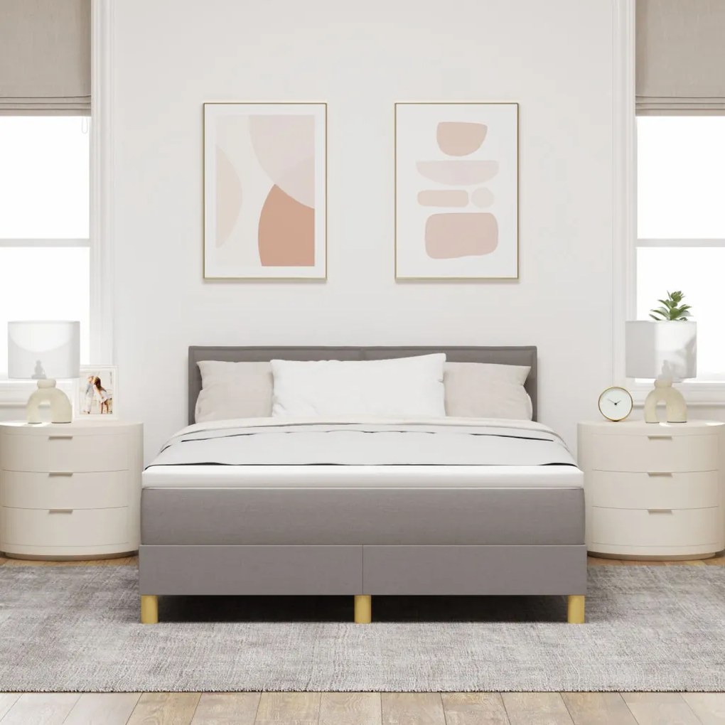 Box Spring Ágy Matraccal Bézs 140x190 cm Szövet
