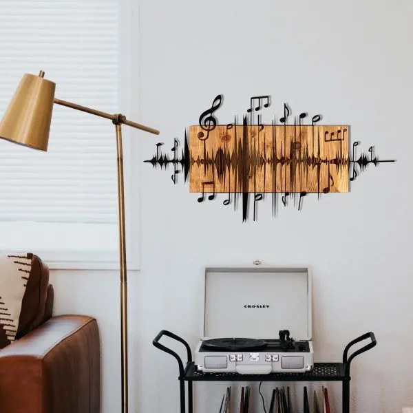 Fali dekoráció 90x47 cm jegyzetek fa/fém