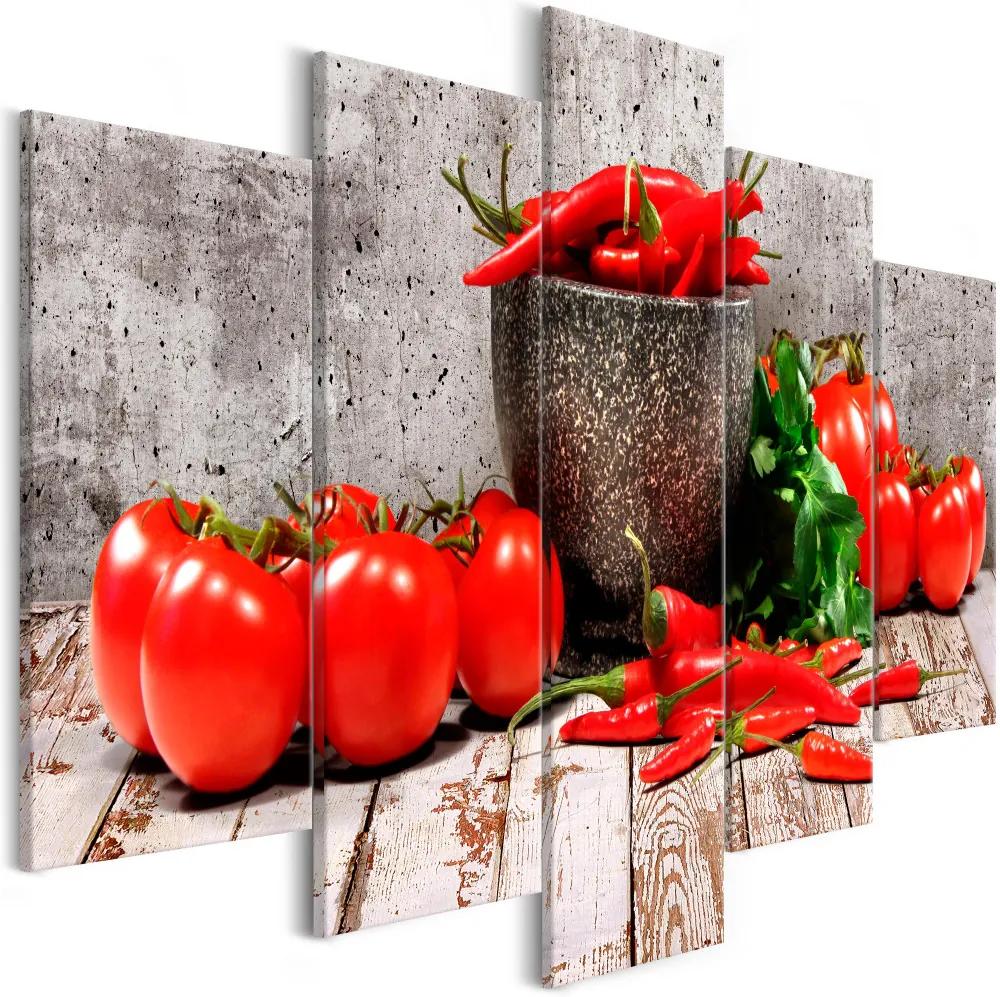 Kép - Red Vegetables (5 Parts) Concrete Wide