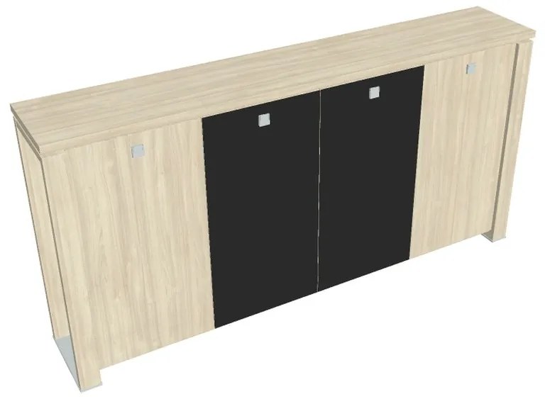 Verno+ közepes gardrób 260 x 46 x 130 cm, kombinált ajtó, akác / fekete