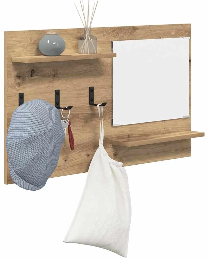 Fali Kabáthorog tükörrel kézműves tölgy 90 x 10 x 50 cm Faanyag