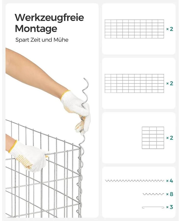 Gabion kosár, fém gabion ketrec 100 x 30 x 30 cm