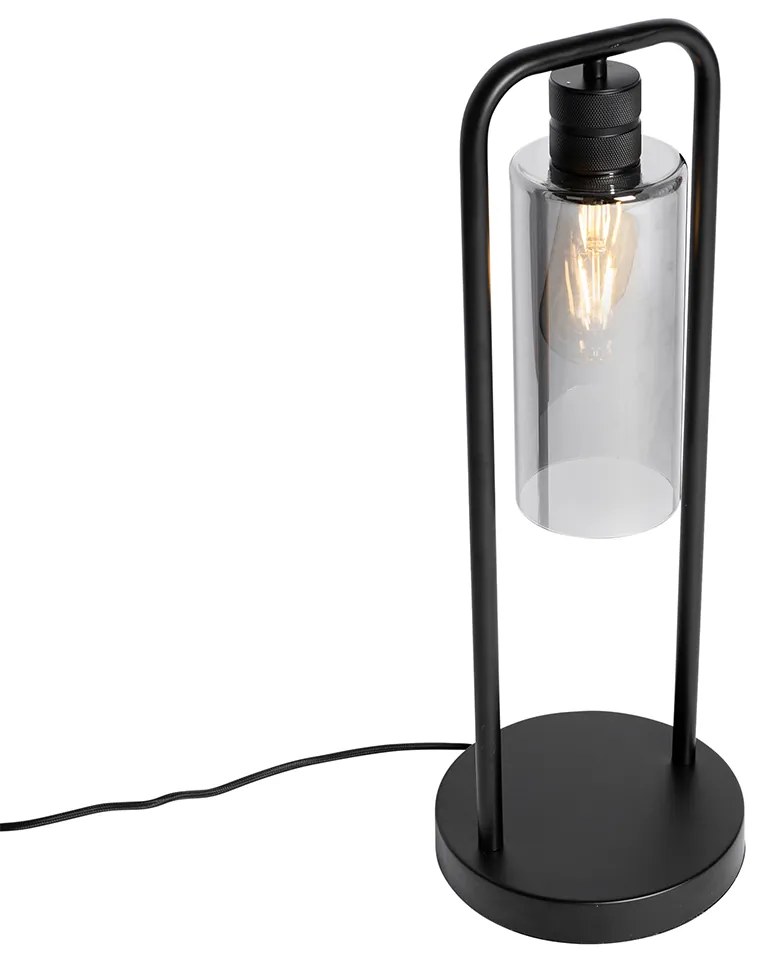 Modern asztali lámpa fekete füstüveggel - Stavelot