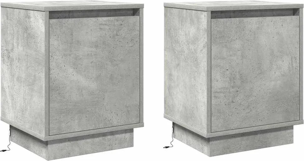vidaXL Éjjeliszekrény 2 pcs Beton Szürke 39 x 34,5 x 50 cm Faanyag