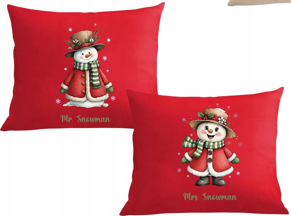 Párnák párnahuzat Karácsonyi ajándék pároknak Mrs Snowman Mr Snowman