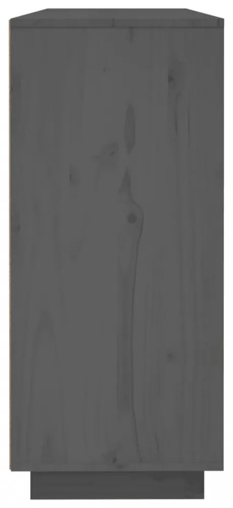szürke tömör fenyőfa tálalószekrény 120x35x80 cm