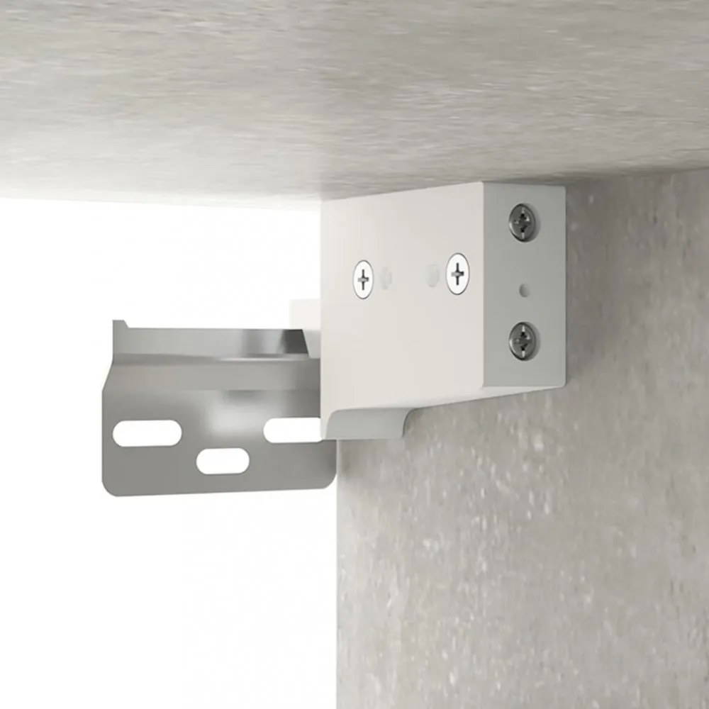 betonszürke tükrös szekrény LED-ekkel 76 x 15 x 55 cm