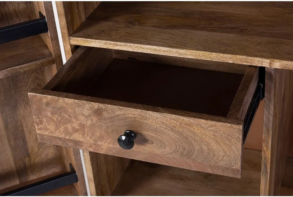 Natúr színű mangófa bortartó szekrény, palackok száma 12, 74x122x46 cm Bombay – Interia Home &amp; Living