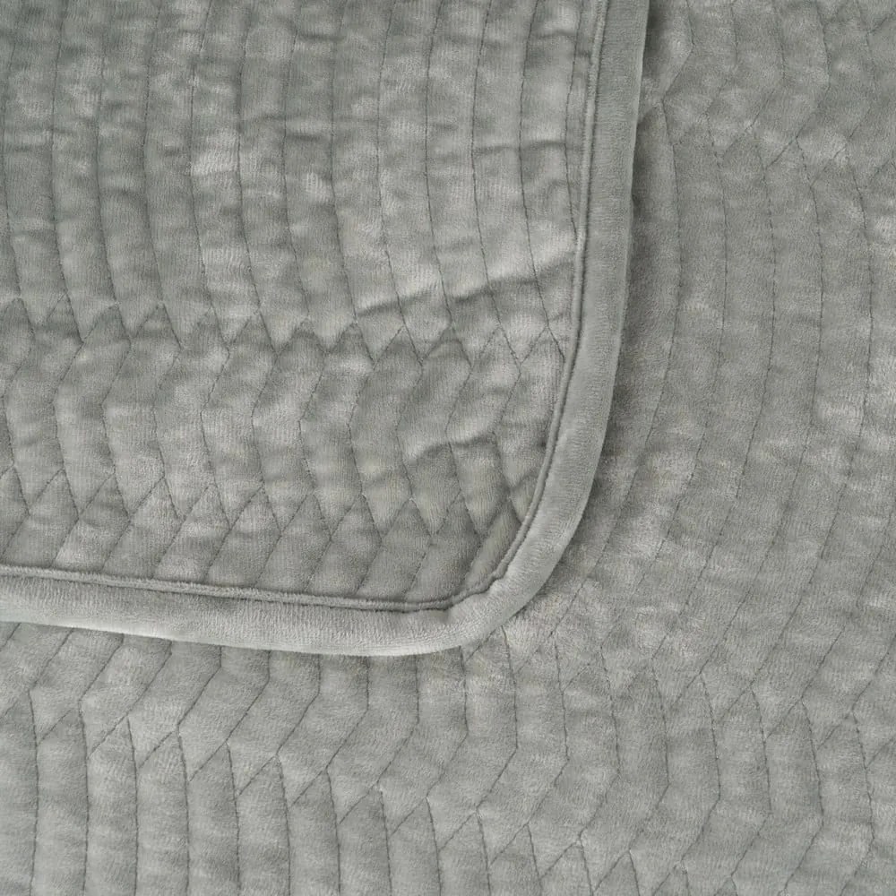 Szürkészöld bársony steppelt ágytakaró 230x260 cm – Ixia