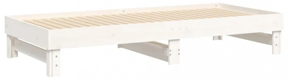 fehér tömör fenyőfa kihúzható kanapéágy 2x(100x200) cm