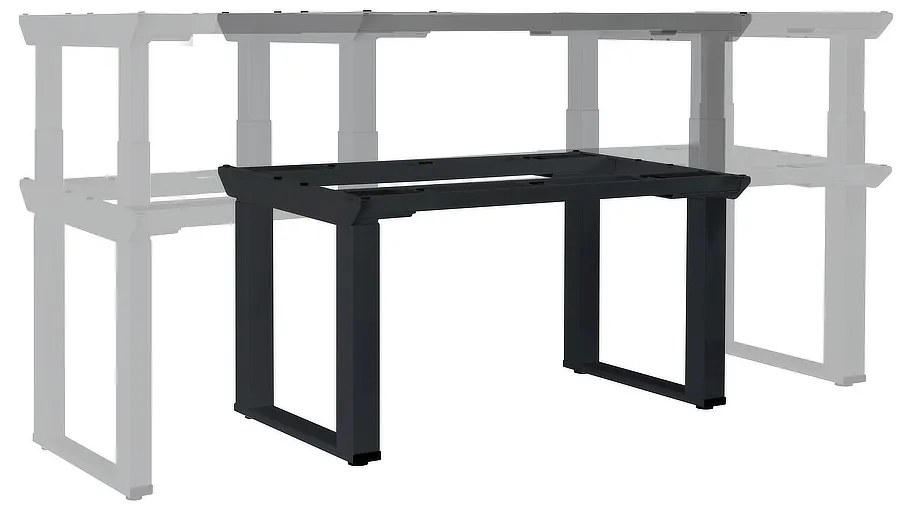 OfficeTech Strong állítható magasságú asztal 240 x 80 cm, fekete alap, világos szürke