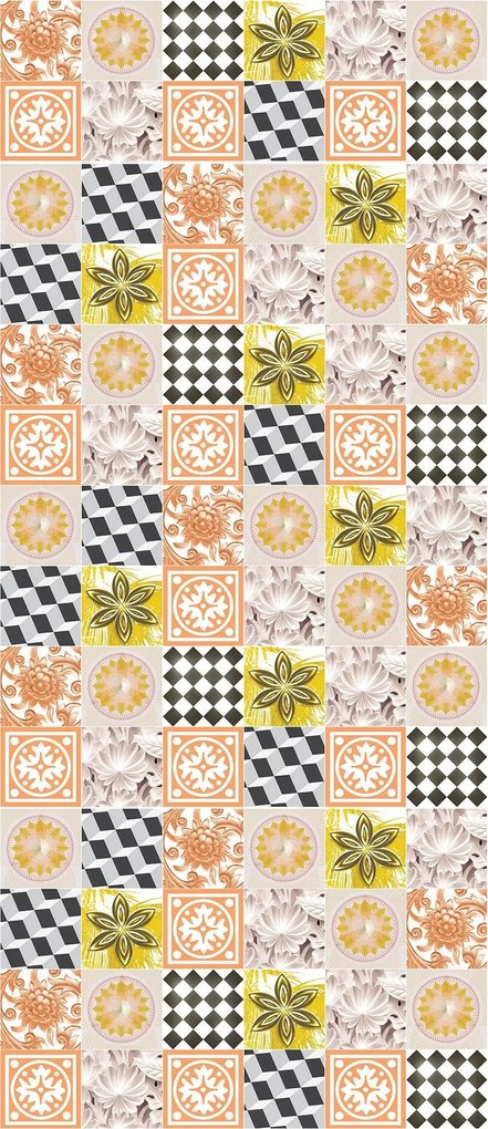 Matrica Fotótapéta Ismételhető Minta Virágok Geometria Sakktábla 91x211