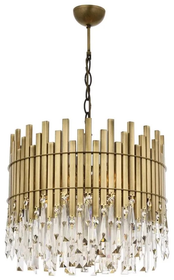 Láncos csillár CRYSTALLINE 6xE27/40W/230V, átm. 40 cm, sárgaréz