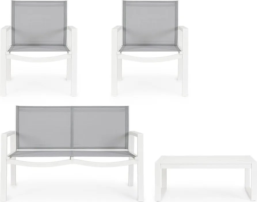 Fehér alumínium négyszemélyes kerti lounge szett Kallen – Bizzotto