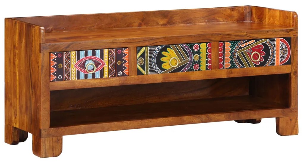 Cipőpad 100x35x45 cm Tömör akác fából