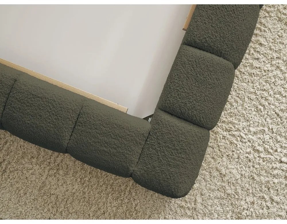 Zöld kárpitozott ágyneműtartós franciaágy ágyráccsal 180x200 cm Mont Blanc – Bobochic Paris