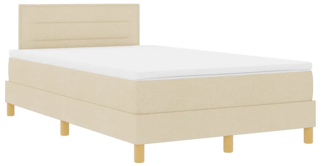 Box Spring ágy matraccal és LED-del, krém színben, 120x200 cm, szövet
