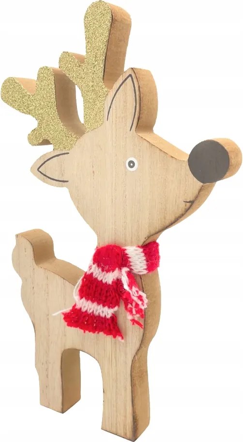 Rénszarvas Fa Figura Karácsonyi Dekoráció 25cm